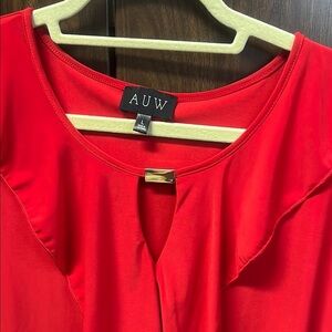 AUW Red Blouse with Gold Accent